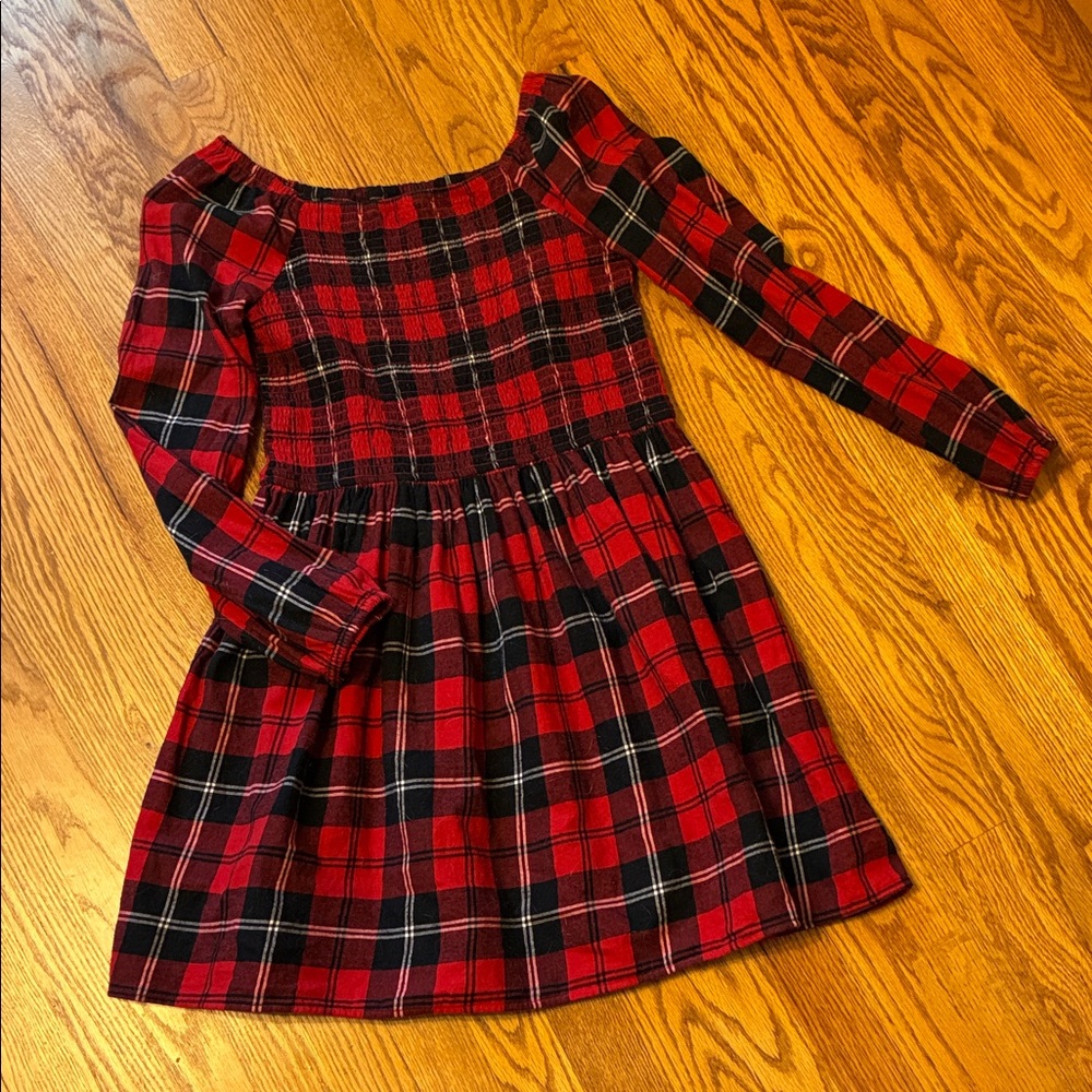 SO Red and Black Flannel Plaid Girls Dress